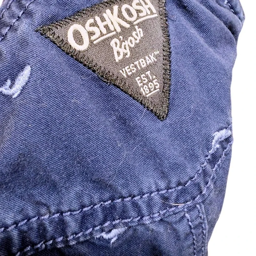 OshKosh B'gosh Baby Boys Blue‎ Whale Print Shortalls Size 12M Overalls Navy Blue